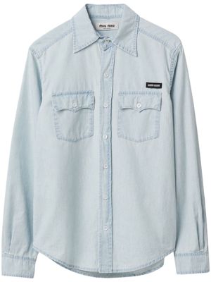 Miu Miu logo-appliqué cotton shirt - Blue