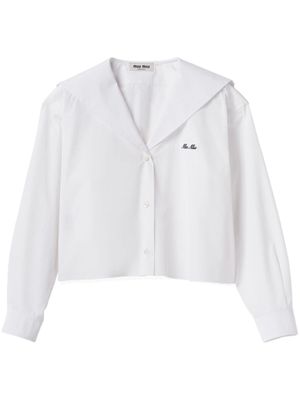 Miu Miu logo-appliqué poplin sailor shirt - White