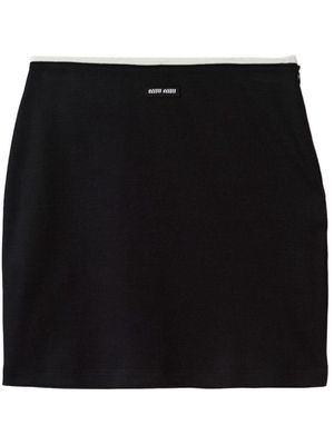 Miu Miu logo-appliqué ribbed-knit miniskirt - Black