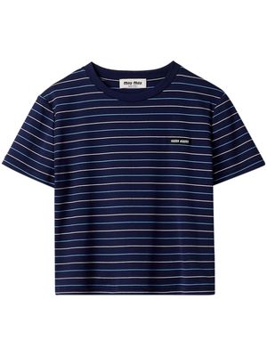 Miu Miu logo-appliqué striped T-shirt - Black
