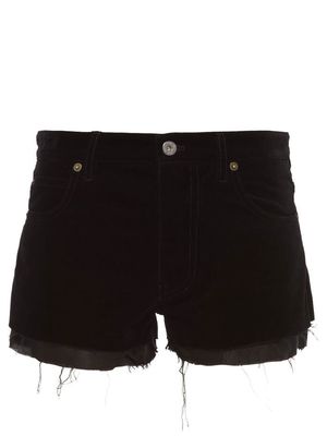 Miu Miu logo-appliqué velvet shorts - Black