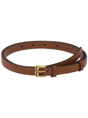 Miu Miu logo-buckle nappa leather belt - Brown