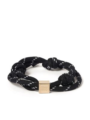 Miu Miu logo-charm rope bracelet - Black
