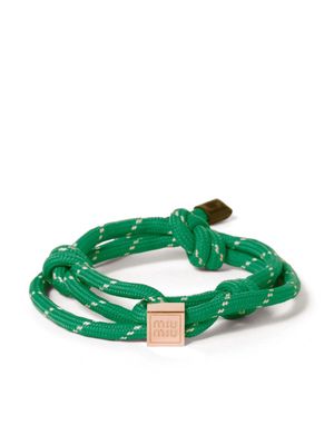 Miu Miu logo-charm rope bracelet - Green