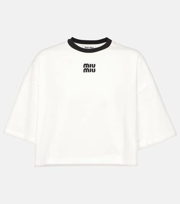 Miu Miu Logo cotton jersey crop top