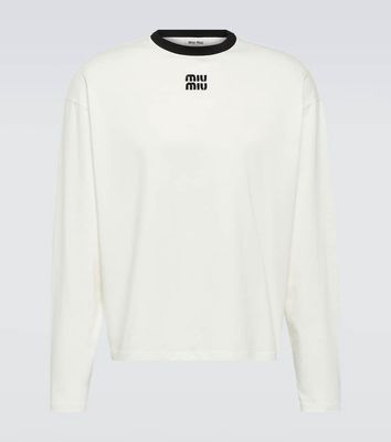 Miu Miu Logo cotton jersey top