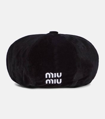 Miu Miu Logo cotton velvet beret