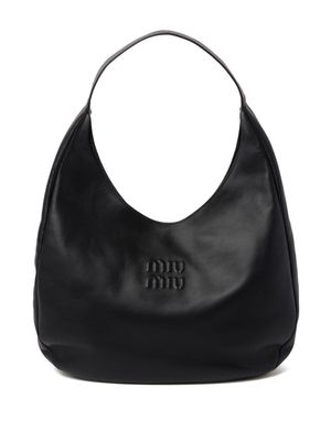 Miu Miu logo-debossed leather tote bag - Black