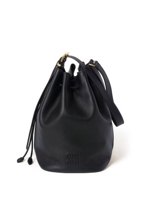 Miu Miu logo-embossed leather bucket bag - Black