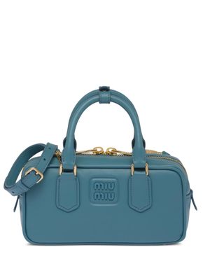 Miu Miu logo-embossed leather mini bag - Blue