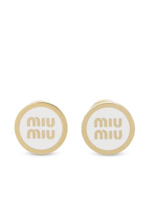 Miu Miu logo-embossed stud earrings - White