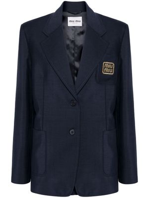 Miu Miu logo-embroidered blazer - Blue