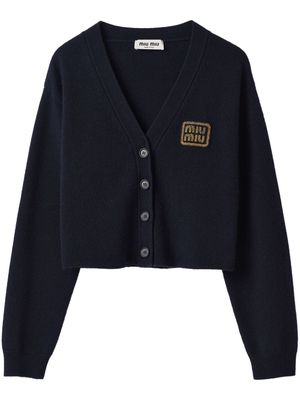 Miu Miu logo-embroidered cashmere cardigan - Blue