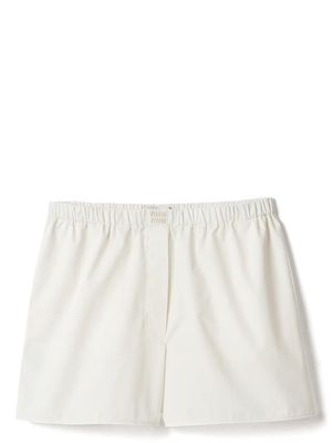 Miu Miu logo-embroidered cotton shorts - White