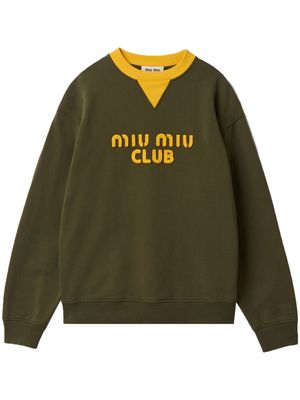 Miu Miu logo-embroidered cotton sweatshirt - Green
