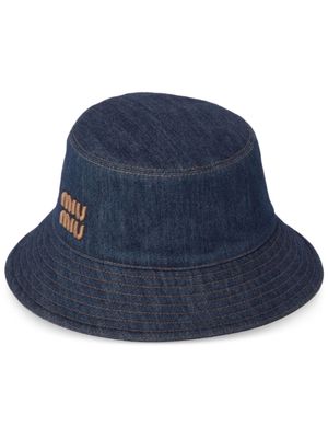 Miu Miu logo-embroidered denim bucket hat - Blue