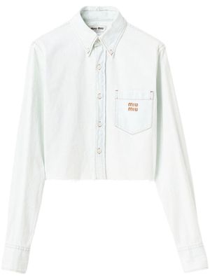 Miu Miu logo-embroidered denim shirt - Blue