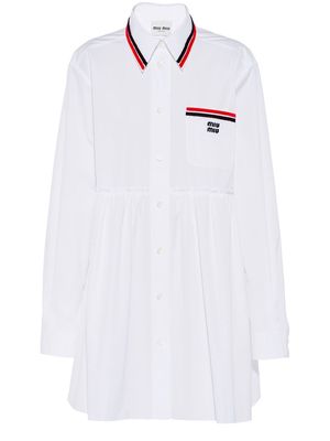 Miu Miu logo-embroidered mini shirt dress - White