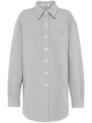 Miu Miu logo-embroidered oversized cotton shirt - Grey