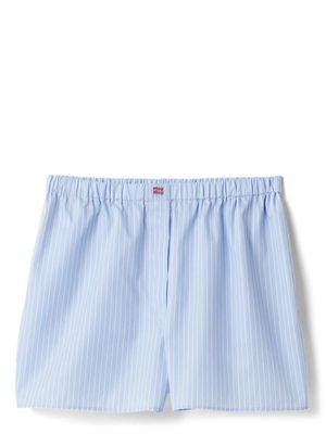 Miu Miu logo-embroidered striped boxer shorts - Blue