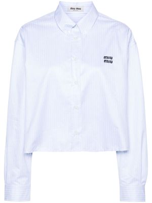 Miu Miu logo-embroidered striped shirt - White