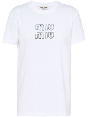 Miu Miu logo-embroidered T-shirt - White