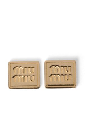Miu Miu logo-engraved earrings - Gold