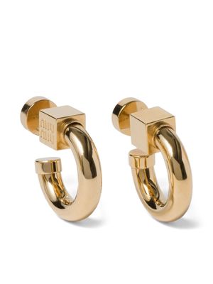 Miu Miu logo-engraved hoop earrings - Gold
