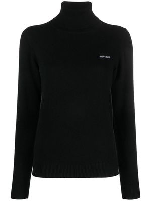 Miu Miu logo-intarsia cashmere jumper - Black