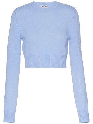 Miu Miu logo-intarsia cashmere jumper - Blue