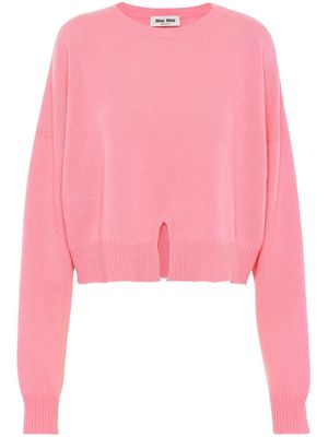 Miu Miu logo-intarsia cashmere jumper - Pink