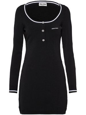 Miu Miu logo intarsia-knit bodycon dress - Black
