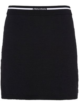 Miu Miu logo intarsia-knit miniskirt - Black