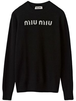 Miu Miu logo-jacquard cashmere jumper - Black