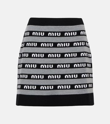 Miu Miu Logo jacquard wool miniskirt