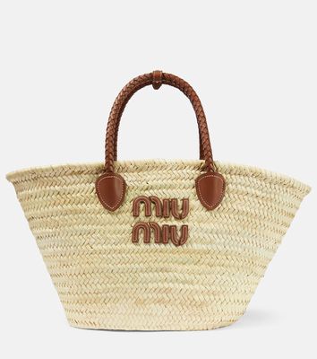 Miu Miu Logo Large straw tote bag