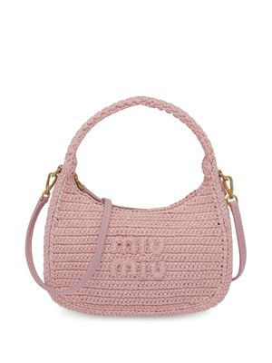 Miu Miu logo-lettering crocheted shoulder bag - Pink