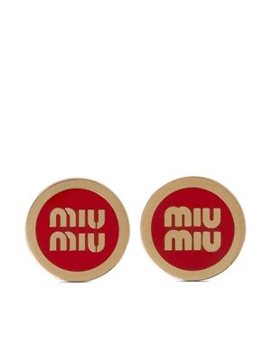 Miu Miu logo-lettering stud earrings - Gold