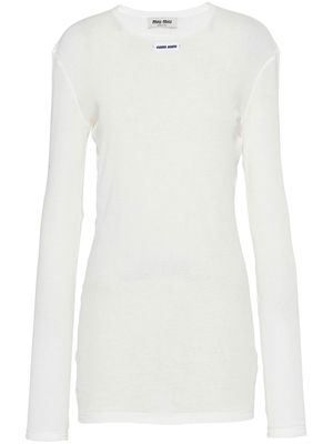 Miu Miu logo-patch ribbed jersey dress - F0009 WHITE
