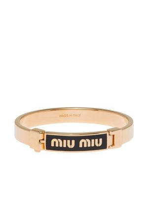 Miu Miu logo-plaque cuff bracelet - Gold