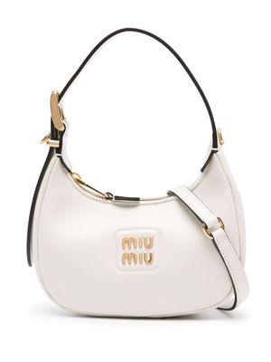 Miu Miu logo-plaque leather shoulder bag - White