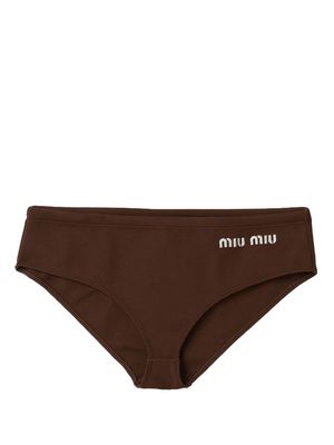 Miu Miu logo-print bikini bottoms - Brown