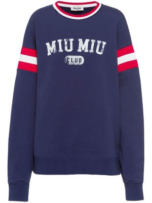 Miu Miu logo-print cotton sweatshirt - Blue