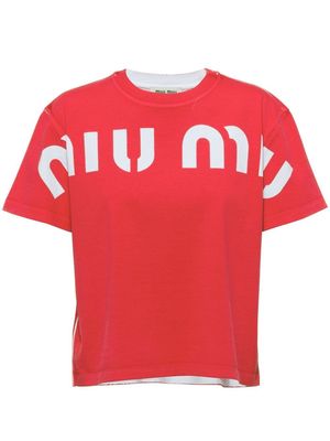 Miu Miu logo-print cotton T-Shirt - Red