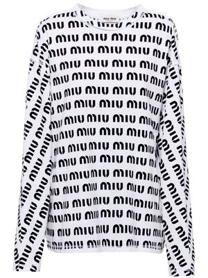 Miu Miu logo-print cotton T-Shirt - White