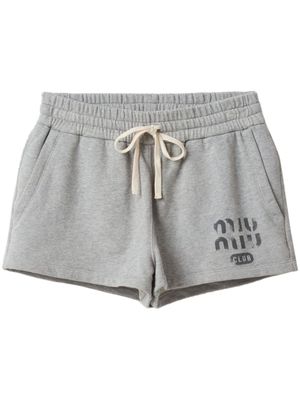 Miu Miu logo-print cotton track shorts - Grey