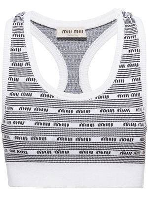 Miu Miu logo-print knitted top - White