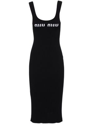 Miu Miu logo-print open-back dress - Black