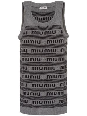 Miu Miu logo-print sleeveless dress - Grey