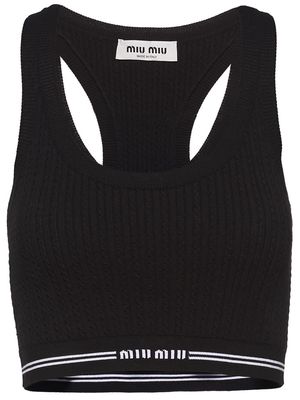 Miu Miu logo-underband sleeveless crop top - Black